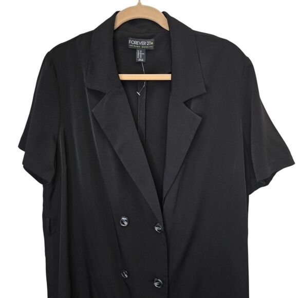 Forever 21 Plus Women's 2X Black Double-Breasted Short Sleeve Blazer Dress - Picture 2 of 14